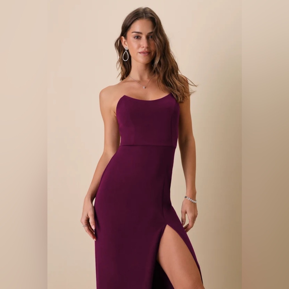 NWT Lulus Sensational Beauty Plum Purple Strapless Maxi Dress